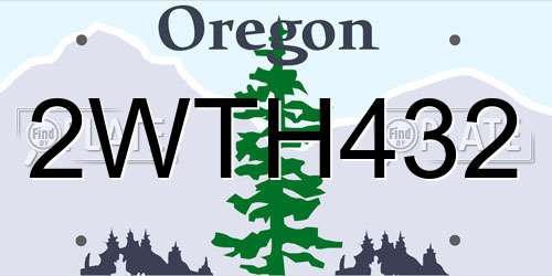 2WTH432 Oregon License Plate