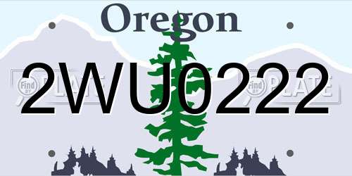 2WU0222 Oregon License Plate