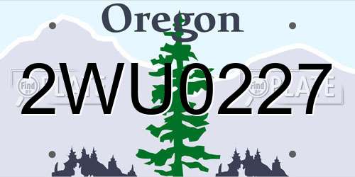 2WU0227 Oregon License Plate