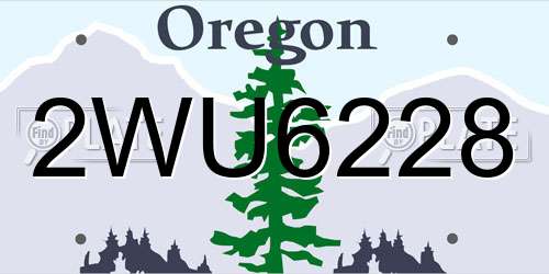 2WU6228 Oregon License Plate
