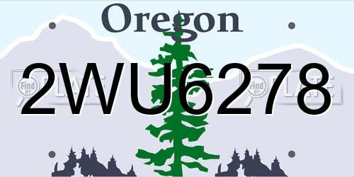 2WU6278 Oregon License Plate