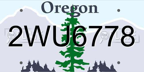 2WU6778 Oregon License Plate