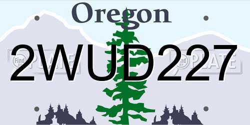 2WUD227 Oregon License Plate