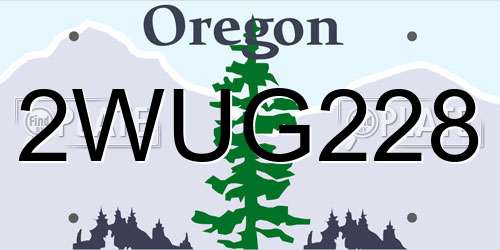 2WUG228 Oregon License Plate