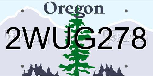 2WUG278 Oregon License Plate