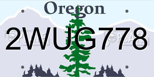 2WUG778 Oregon License Plate