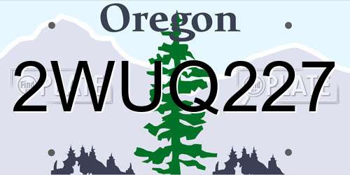 2WUQ227 Oregon License Plate
