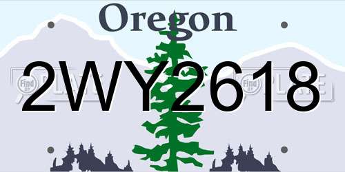 2WY2618 Oregon License Plate