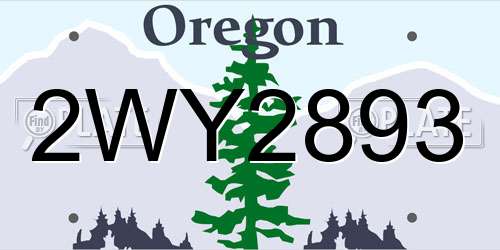 2WY2893 Oregon License Plate