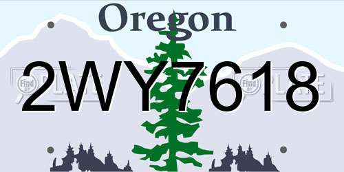 2WY7618 Oregon License Plate