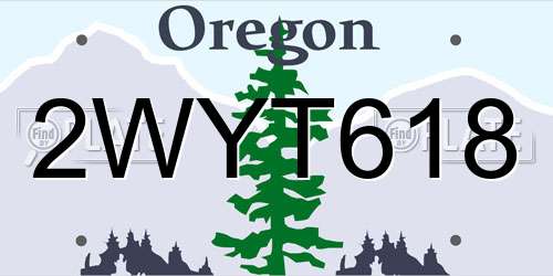 2WYT618 Oregon License Plate