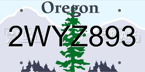 2WYZ893 Oregon License Plate