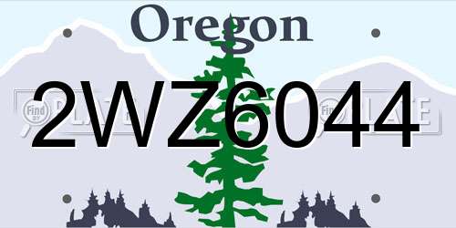 2WZ6044 Oregon License Plate