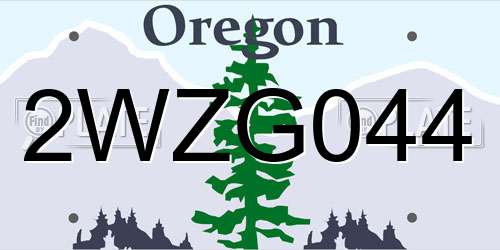 2WZG044 Oregon License Plate