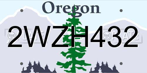 2WZH432 Oregon License Plate