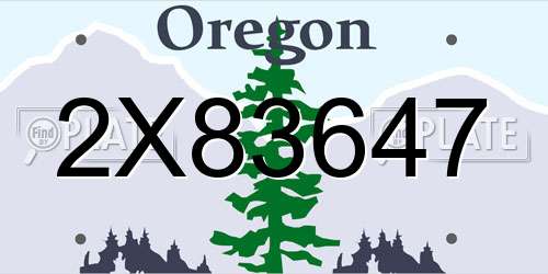 2X83647 Oregon License Plate