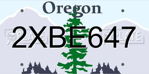 2XBE647 Oregon License Plate