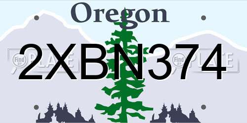 2XBN374 Oregon License Plate