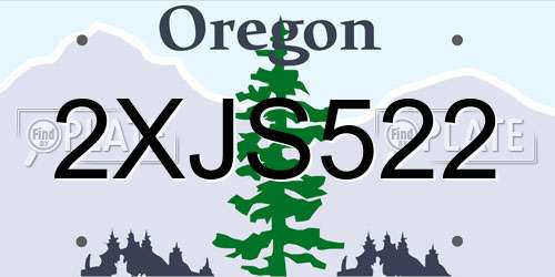 2XJS522 Oregon License Plate