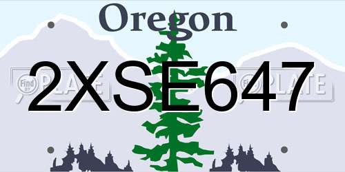 2XSE647 Oregon License Plate