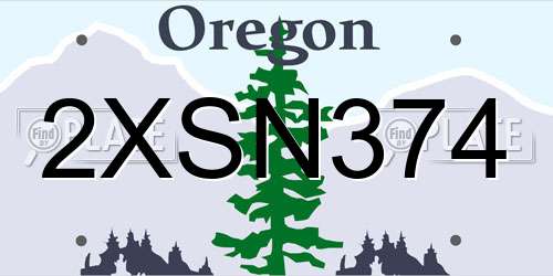 2XSN374 Oregon License Plate