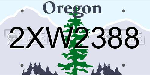 2XW2388 Oregon License Plate