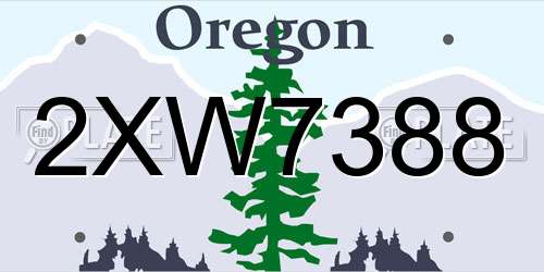 2XW7388 Oregon License Plate