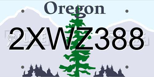 2XWZ388 Oregon License Plate