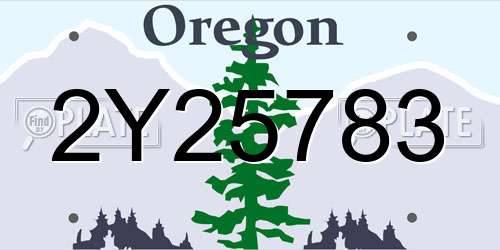 2Y25783 Oregon License Plate