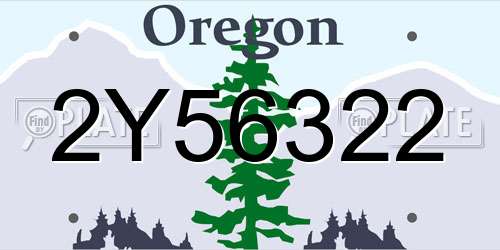 2Y56322 Oregon License Plate