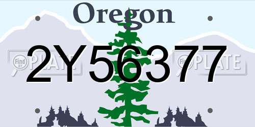 2Y56377 Oregon License Plate