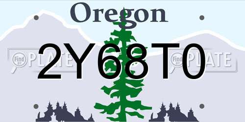 2Y68T0 Oregon License Plate