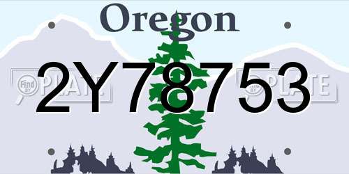2Y78753 Oregon License Plate