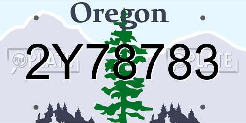 2Y78783 Oregon License Plate