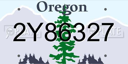 2Y86327 Oregon License Plate