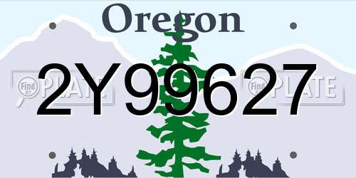 2Y99627 Oregon License Plate