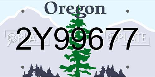 2Y99677 Oregon License Plate