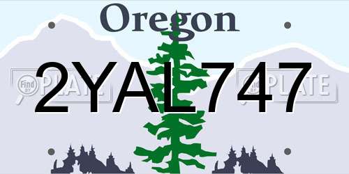 2YAL747 Oregon License Plate