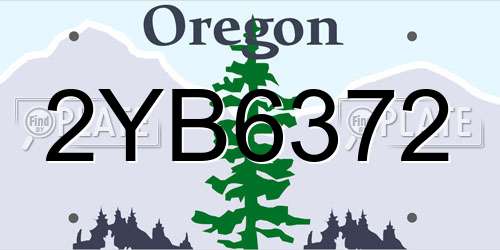 2YB6372 Oregon License Plate