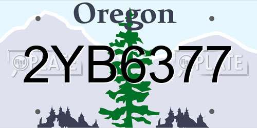 2YB6377 Oregon License Plate