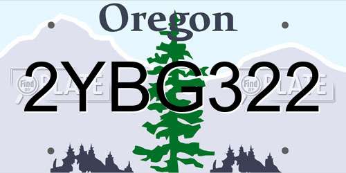 2YBG322 Oregon License Plate