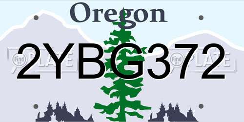 2YBG372 Oregon License Plate