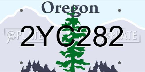 2YC282 Oregon License Plate