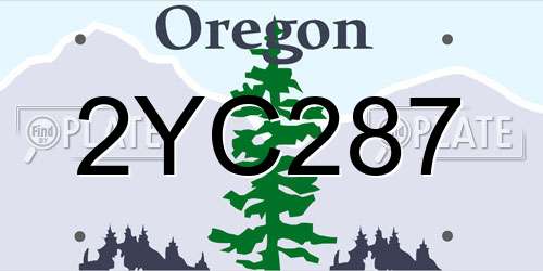 2YC287 Oregon License Plate