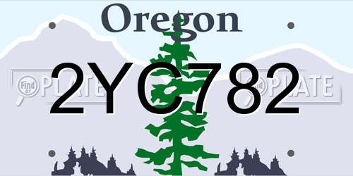 2YC782 Oregon License Plate