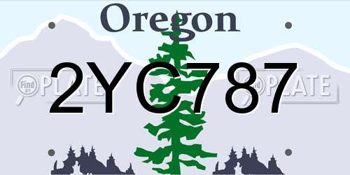 2YC787 Oregon License Plate