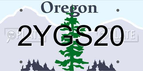 2YGS20 Oregon License Plate