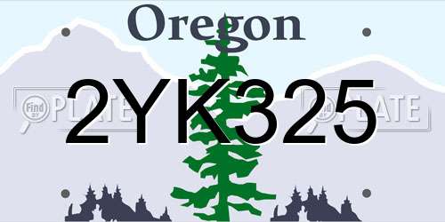 2YK325 Oregon License Plate