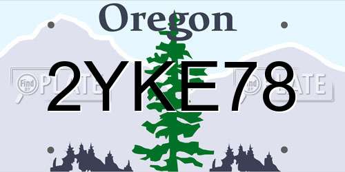 2YKE78 Oregon License Plate