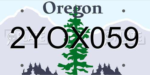2YOX059 Oregon License Plate